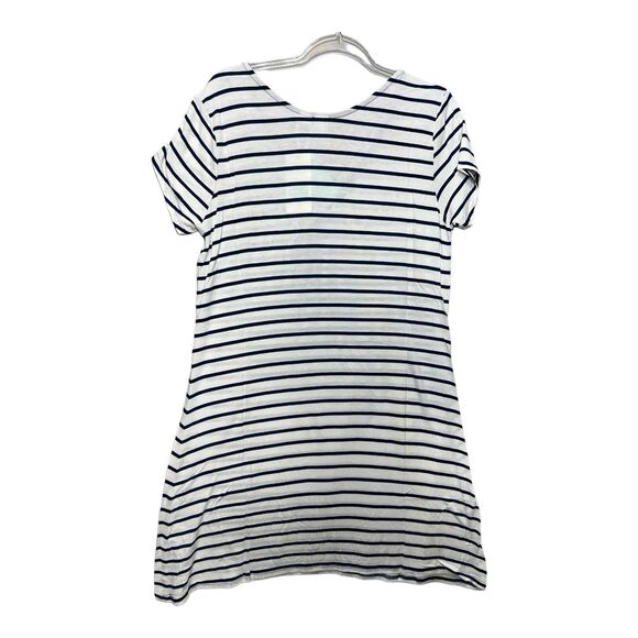 Nautical Stripe Dress Size M/L Swim Cover Up Criss Cross Back Coastal Preppy - Picture 7 of 10
